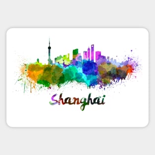 Shanghai skyline in watercolor Magnet